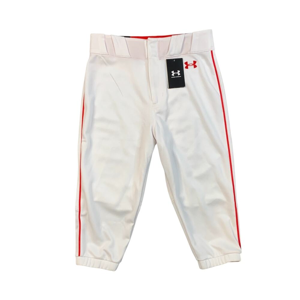 Under Armour Baseball Pants Mens S Small White Red Gameday Vanish Piped Knicker